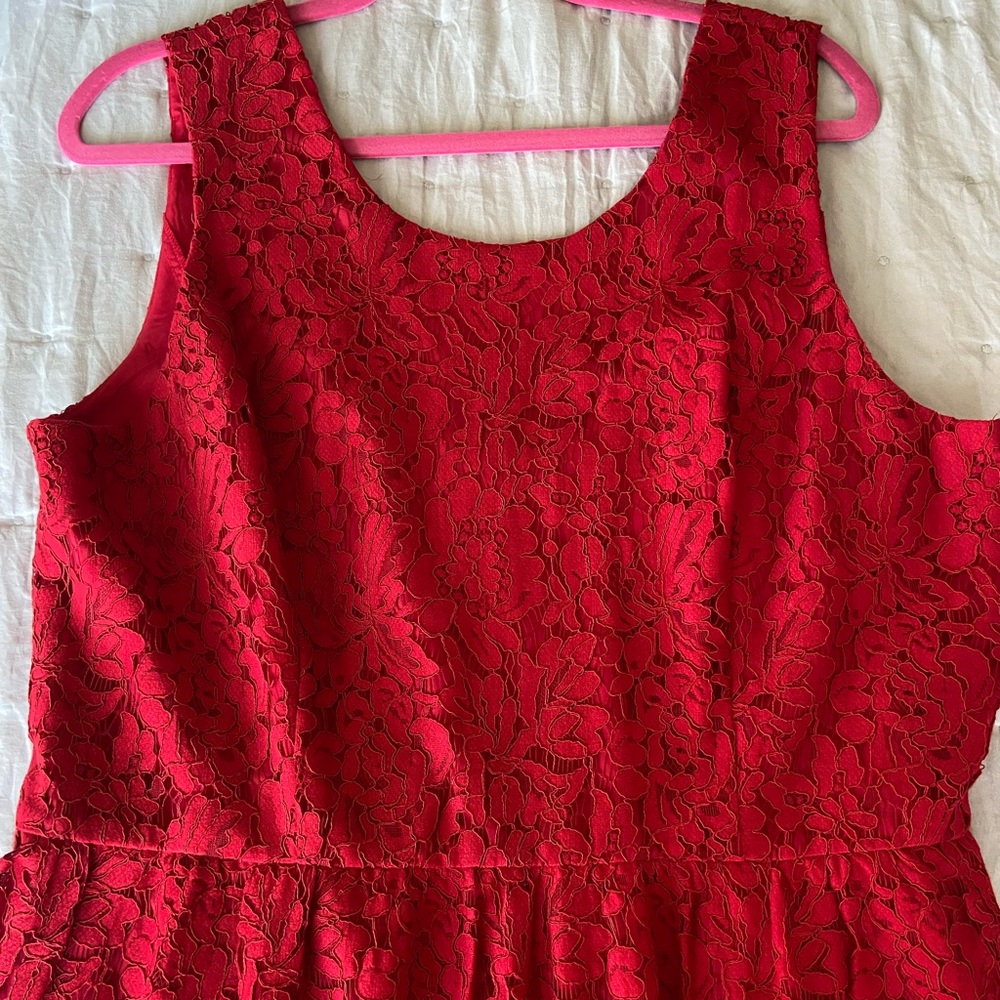Loft Outlet Red Embroidered Dress